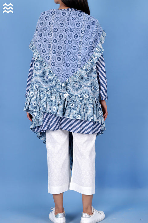 Khaadi Cotton Boho Overlay Jacket In Floral Block Print